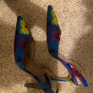 Manolo Blahnik watercolor tie dye heels